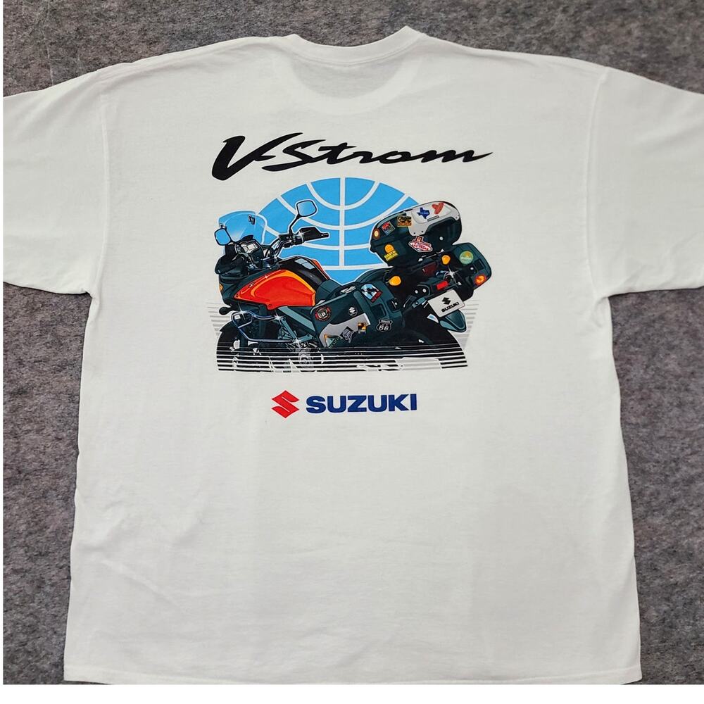 Vintage Suzuki VSTROM Motorcycle Shirt Mens 2XL DL 1000 DL 650 Graphic Back Hit